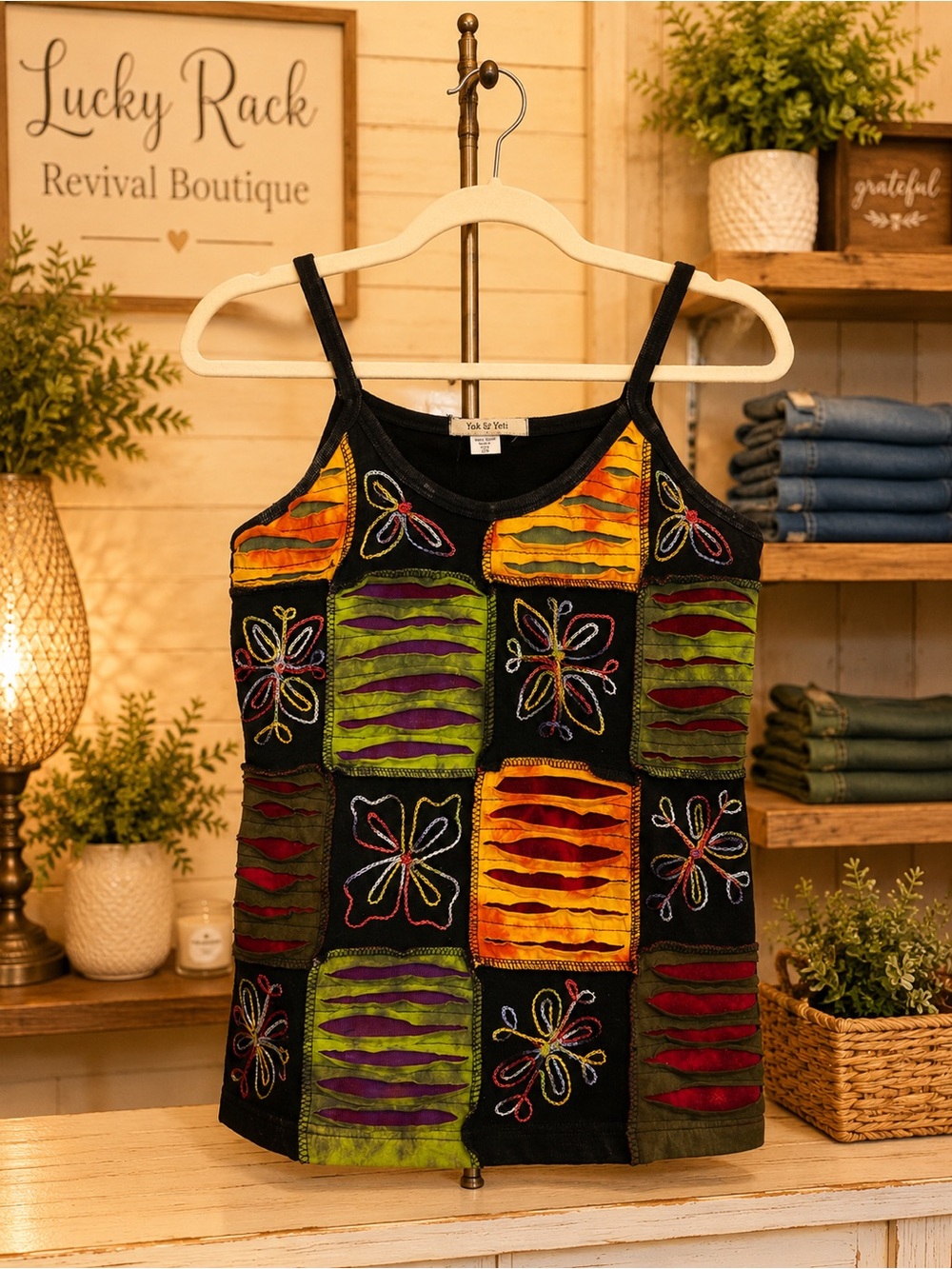 Yak & Yeti Handmade Patchwork Tank Top Boho Hippie Festival Fair Trade S/M NWT